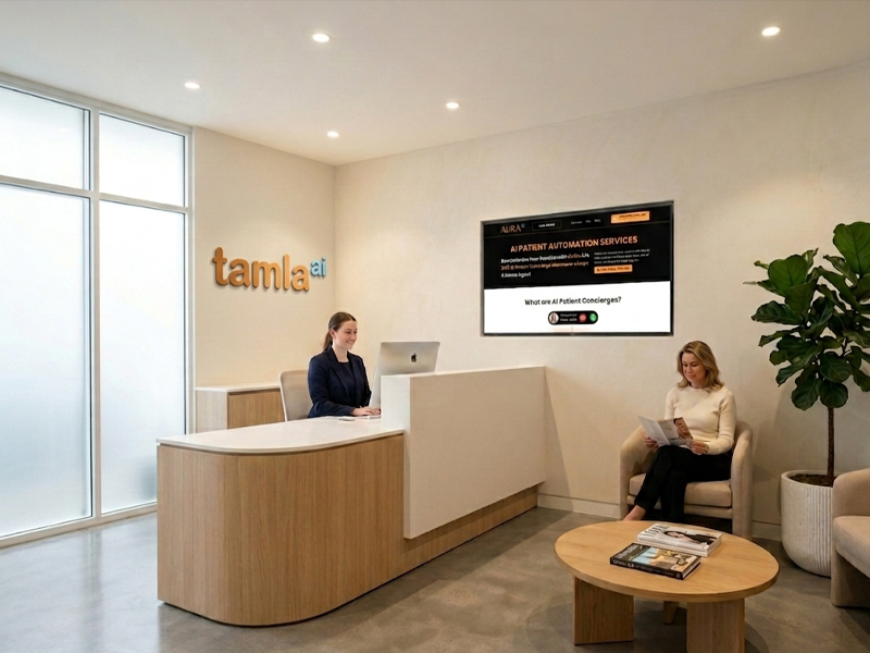 AI Answering Service for Plastic Surgery Clinics with a phone ringing and a booking calendar on screen